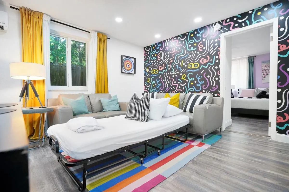 Image 1 of Vacay Spot Wynwood Deco 2 Kitchens Shower Massage jets, BBQ, Patio LED vibes, Prime LOC! 6 blocks away from Bars, Nite Clubs, Res, Shops