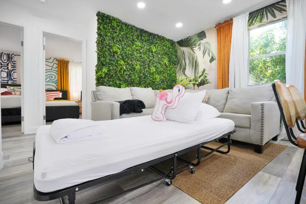 Image 1 of Vacay Spot Wynwood Jungle Fever Shower Massage jets, BBQ, Patio LED vibes, Prime LOC! 6 blocks away from Bars, Nite Clubs, Res, Shops