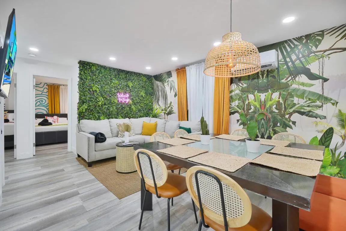 Image of Vacay Spot Wynwood Jungle Fever Shower Massage jets, BBQ, Patio LED vibes, Prime LOC! 6 blocks away from Bars, Nite Clubs, Res, Shops